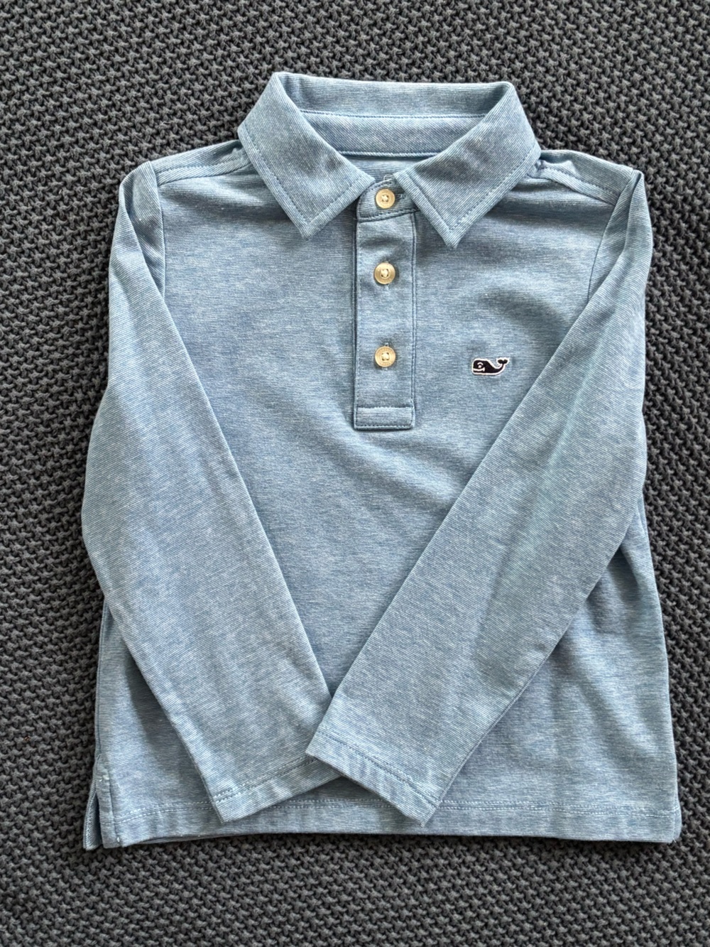 Vineyard Vines Heathered Sky Blue Polo with Whale Patch